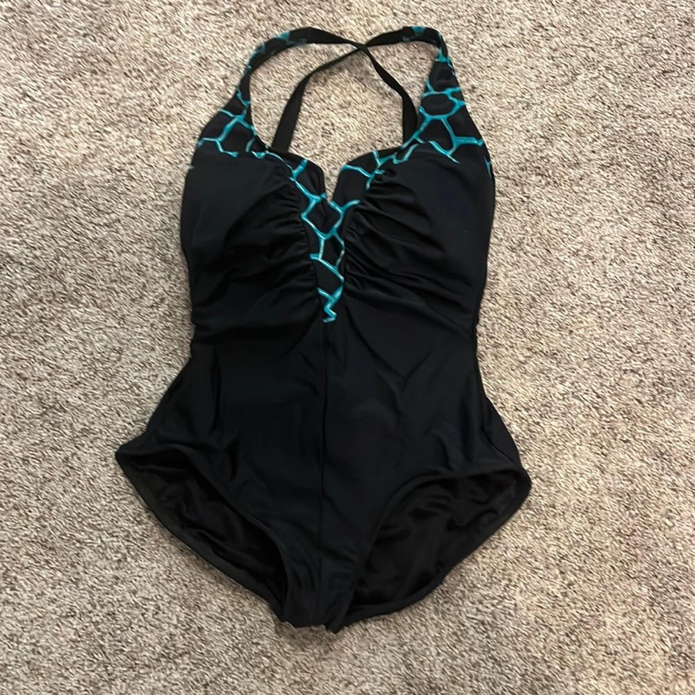 Carol Wior size 14 Black one-piece swimsuit